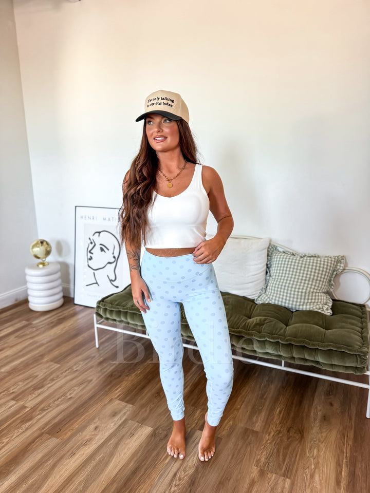 Sculpt Leggings in Powder Blue Dot by Birdie (Ships in 2-3 Weeks)