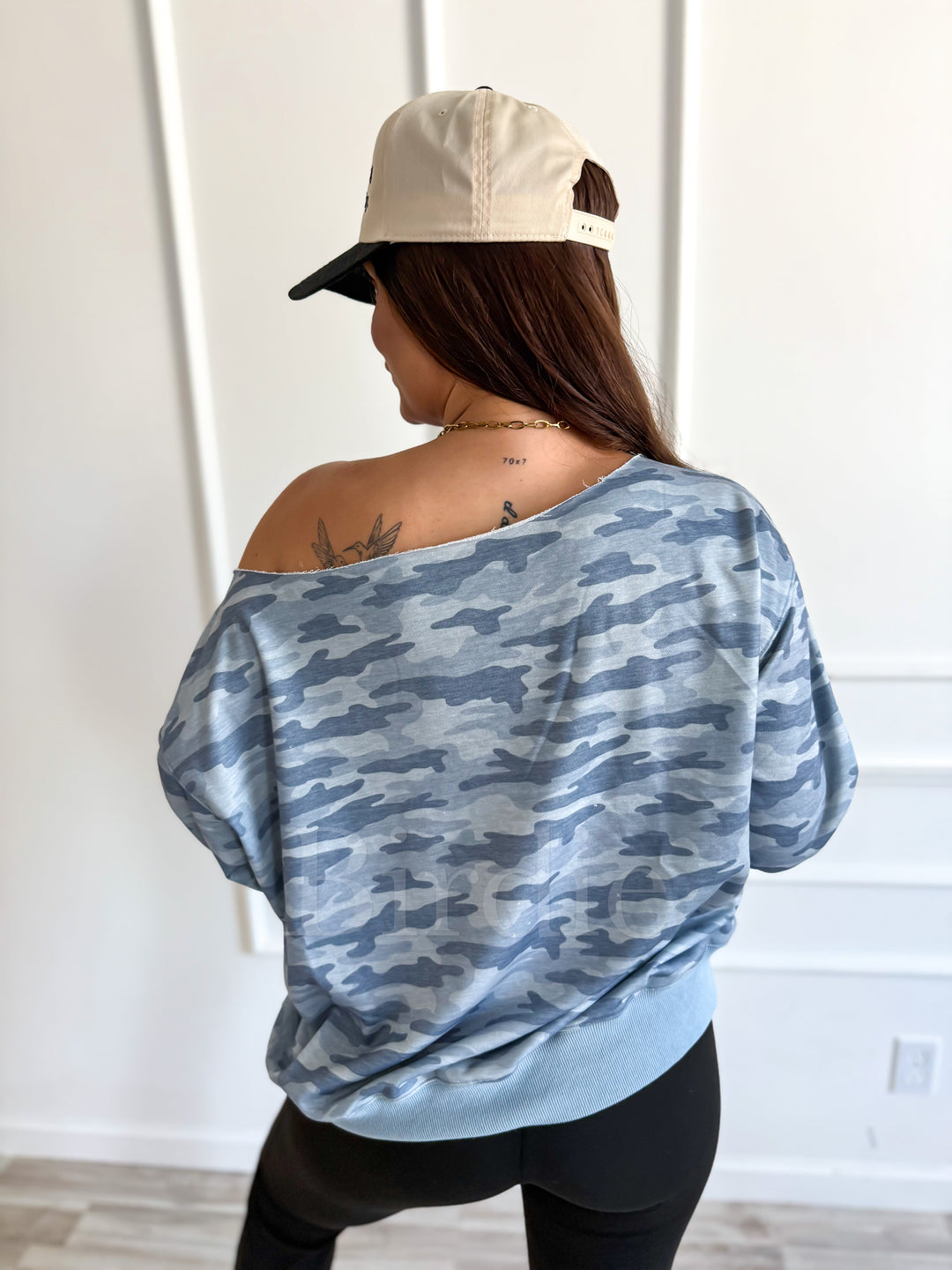 Off Shoulder Slouchy Pullover in Arctic Drift by Birdie (Ships in October)