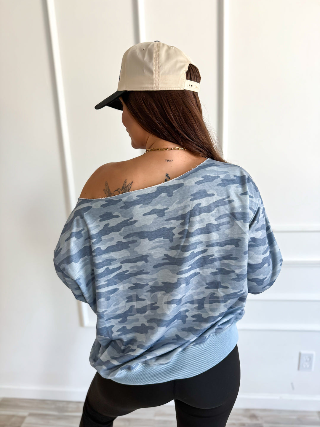 Off Shoulder Slouchy Pullover in Arctic Drift by Birdie (Ships in October)