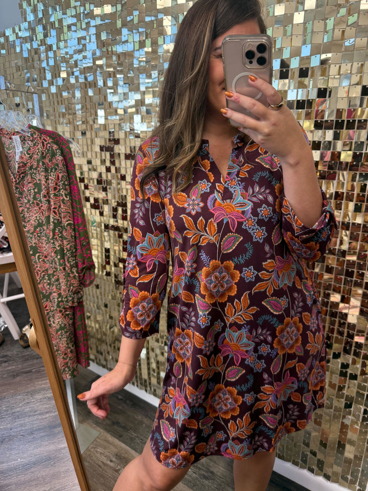 Lizzy Long Sleeve Dress in Chocolate Floral