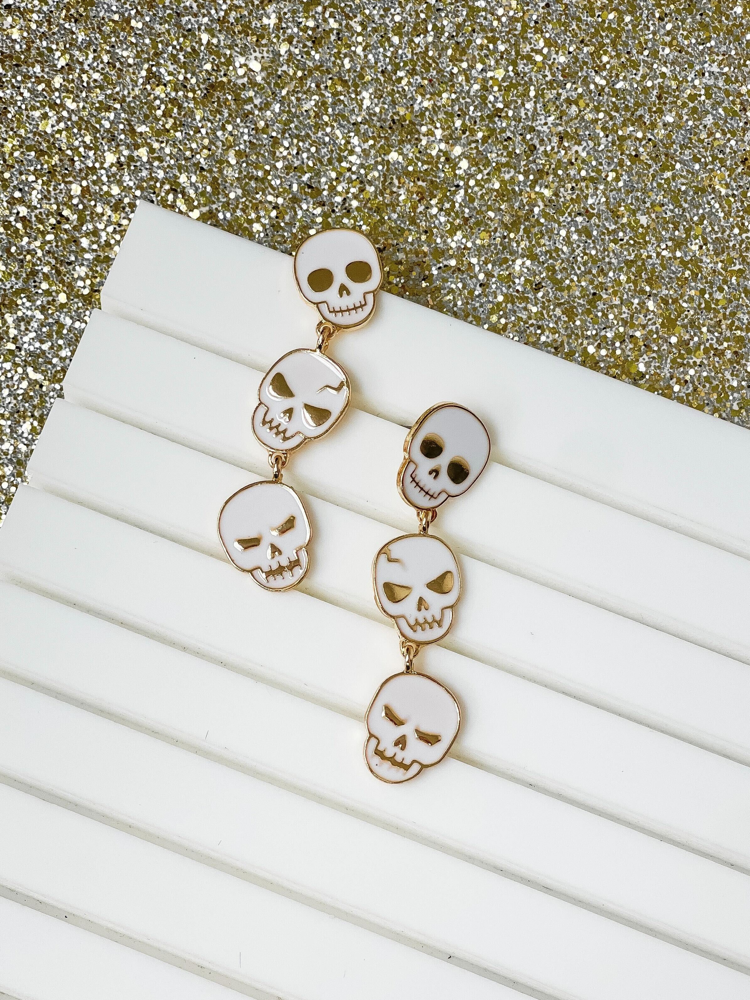 Skull Drop Enamel Earrings
