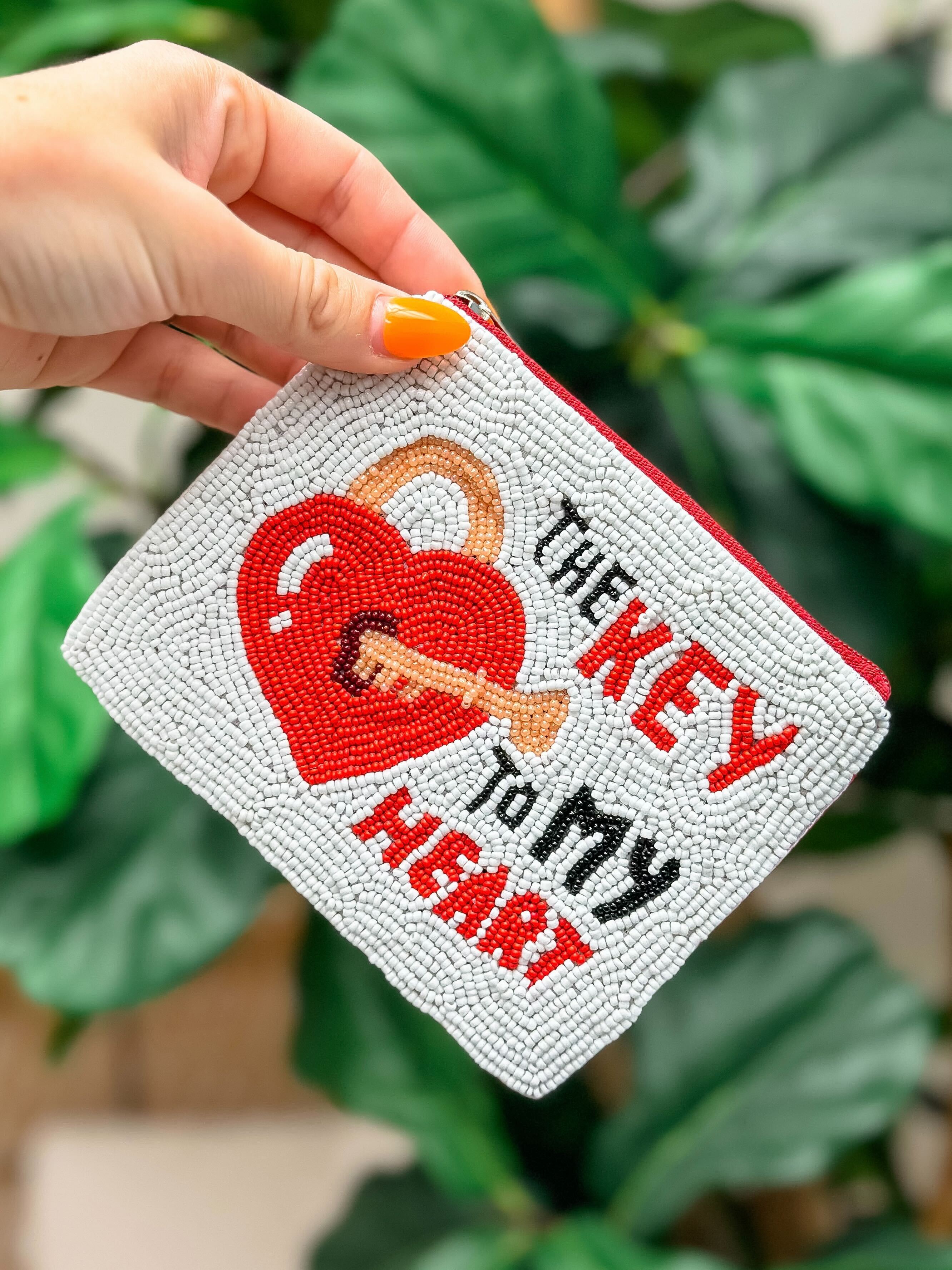 'The Key to My Heart' Beaded Zip Pouch