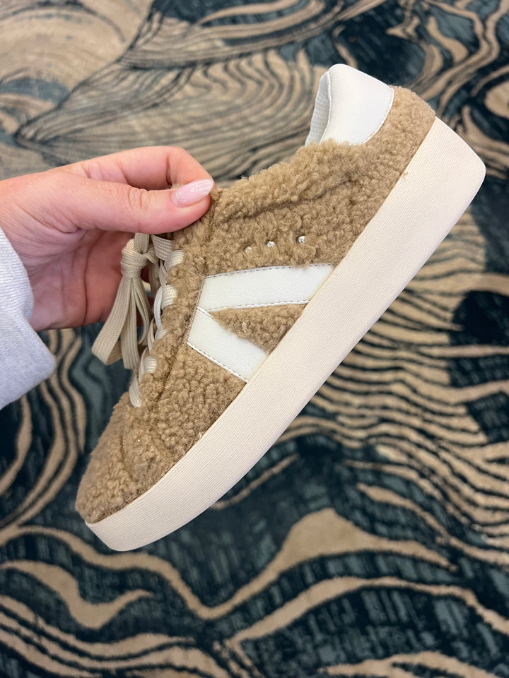 No Chaser Sneakers Camel Shearling by Corky's