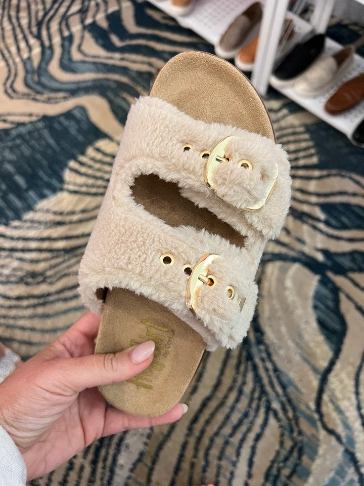 Feelin Saucy Sherpa Sandals in Natural by Corky's