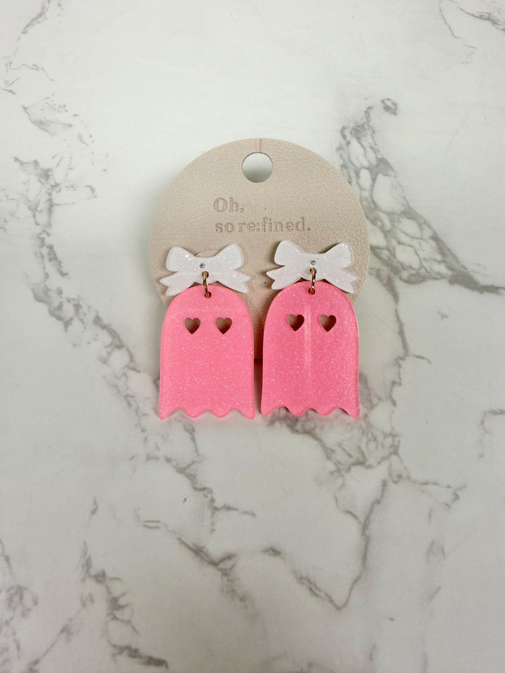 Neon Glitter Ghost Halloween Post Earrings