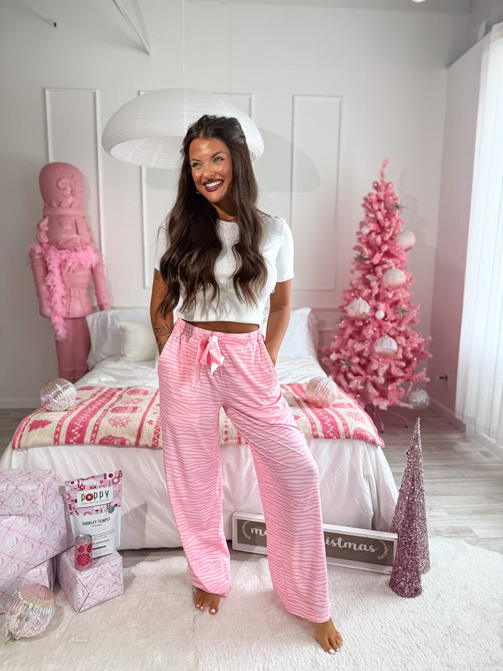 Stretchy Lounge Pants 2.0 in Purrfectly Pink by BIRDIE (Ships in 3-4 Weeks)