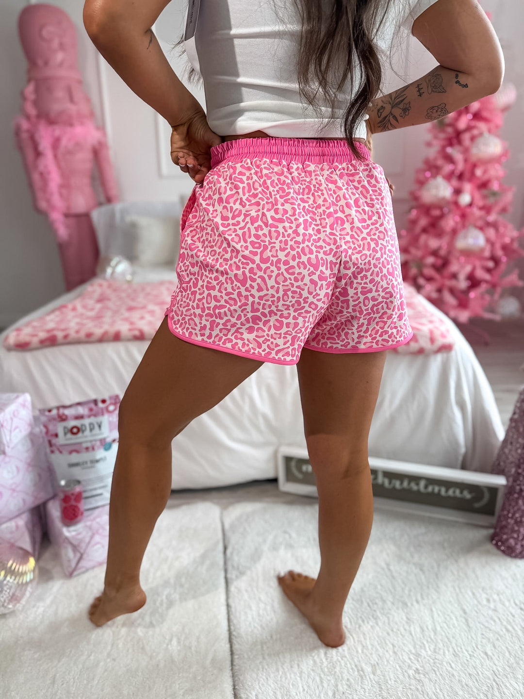 Active Shorts in Pink Party Leopard by BIRDIE (Ships in 3-4 Weeks)