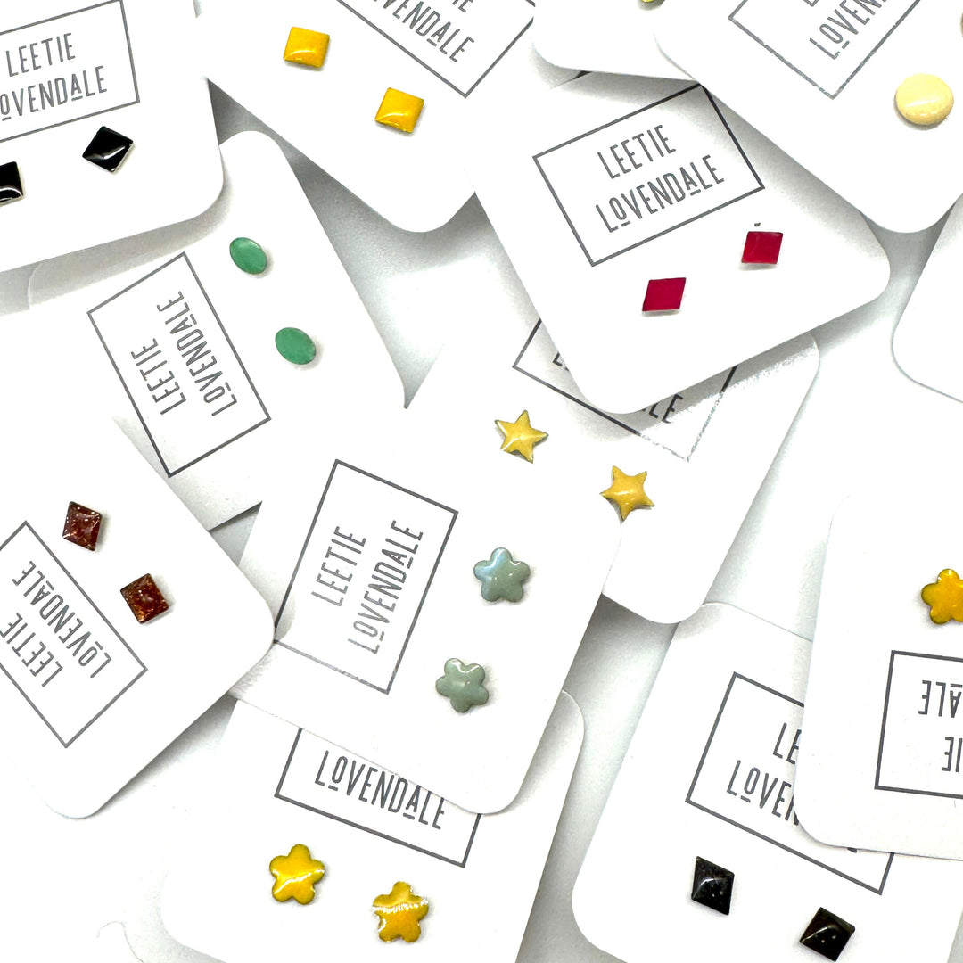 Yellow Daisy Studs - Little Deadstock Vintage Enamel Stud Earrings by Leetie Lovendale (Preorder: Ships in 2-3 Weeks)