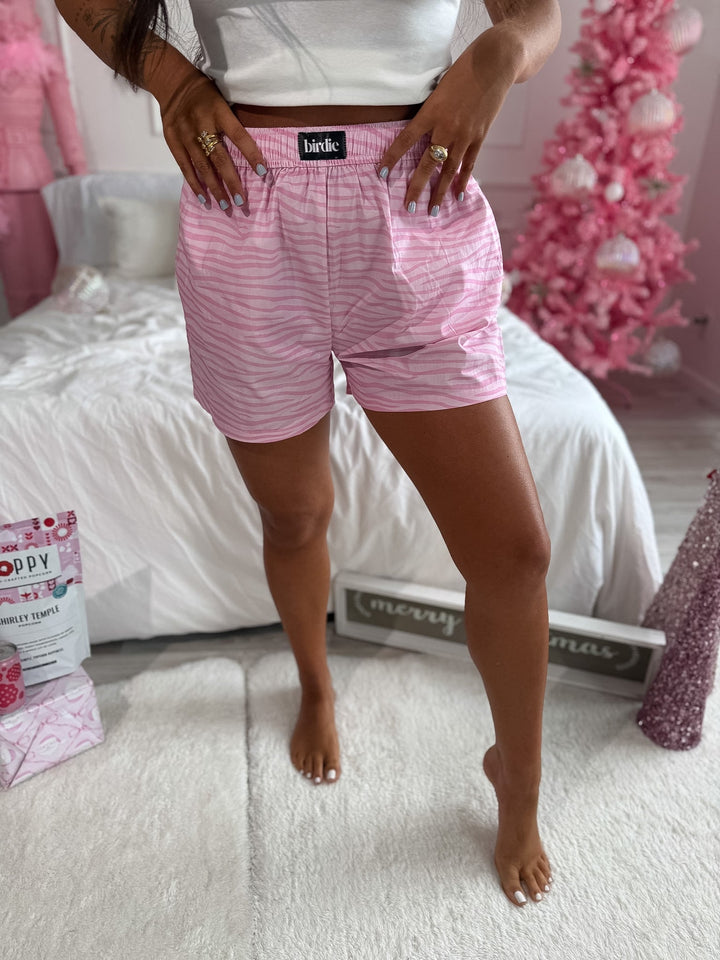 Boxer Shorts in Purrfectly Pink by BIRDIE (Ships in 3-4 Weeks)