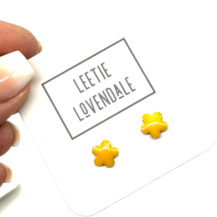 Yellow Daisy Studs - Little Deadstock Vintage Enamel Stud Earrings by Leetie Lovendale (Preorder: Ships in 2-3 Weeks)