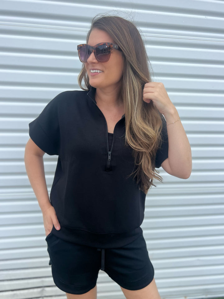 Final Sale: Cloudwalk Scuba Quarter Zip Top by Rae Mode