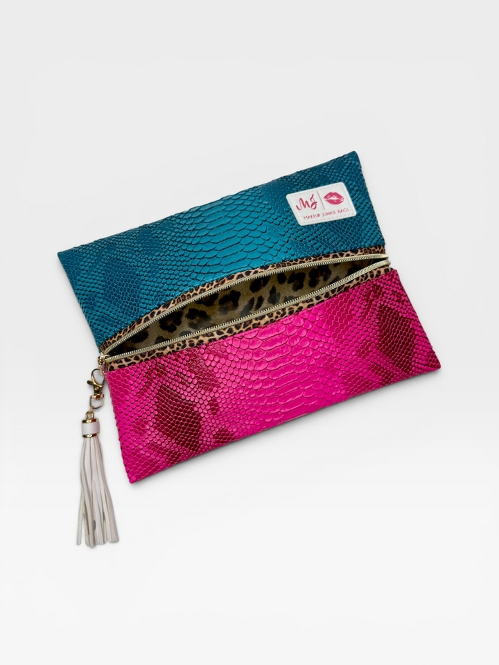 Two Faced Turquoise Copperazzi x Electric Pink Copperazzi Leopard Zip by Makeup Junkie (Ready to Ship)