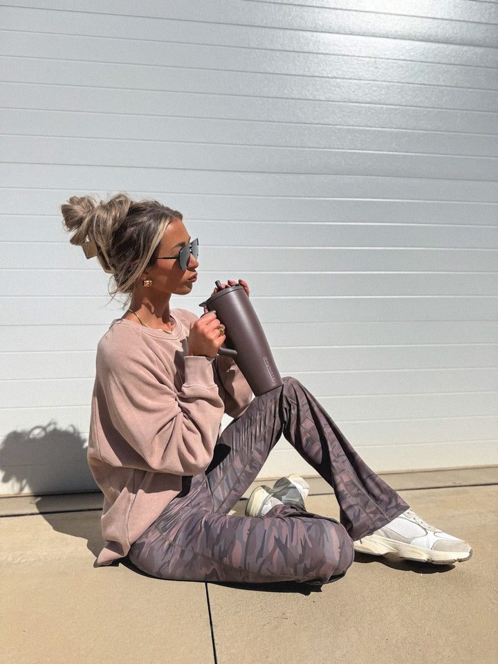 Ash Wash Raw Hem Cozy Pullover in Toasted Almond by BIRDIE (Ships in 3-4 Weeks)