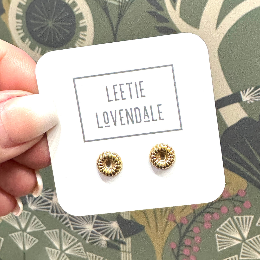 Polka Daisy - Deadstock Gold Stud Earrings by Lettie Lovendale (Ships in 2-3 Weeks)