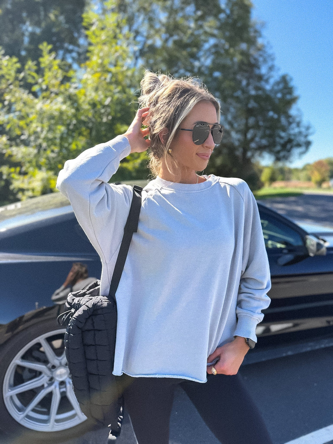Ash Wash Raw Hem Cozy Pullover in Silver Mist by BIRDIE (Ships in 3-4 Weeks)