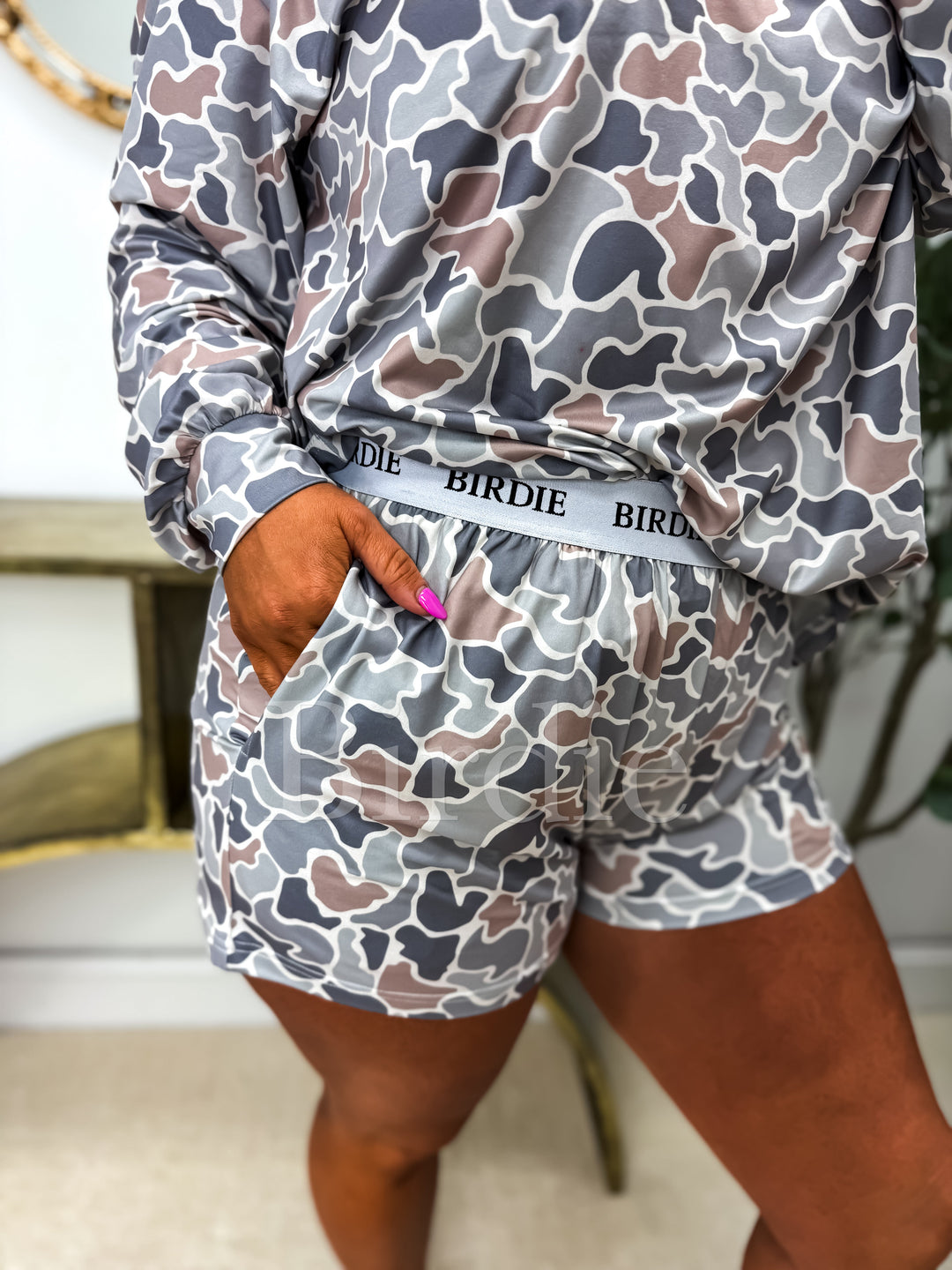 BIRDIE Gray Duck Camo Two Piece Long Sleeve Boxer Set (SOLD AS SET) by Birdie (SEPT ARRAY: Ships in 3-4 Weeks)