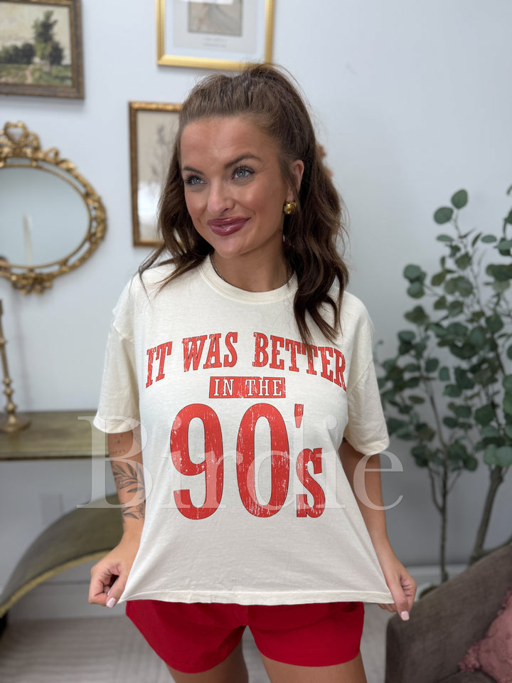 It Was Better In the 90's Boxy Graphic Tee on Ivory by Birdie (SEPT ARRAY: Ships in 3-4 Weeks)
