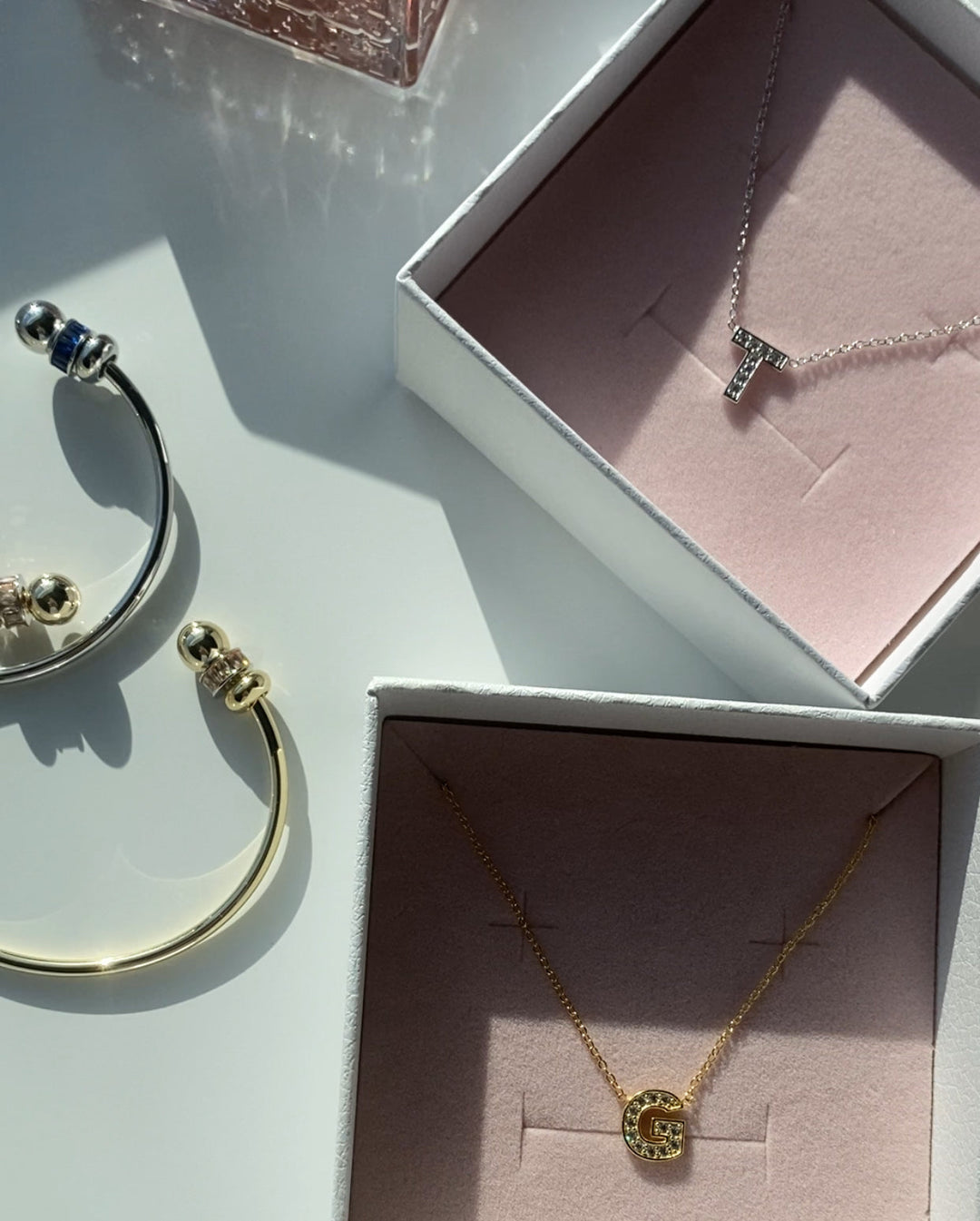 Custom Impression Initial Necklace - Water Resistant & Pave Crystal by the Sis Kiss (Ships in 4 Weeks)