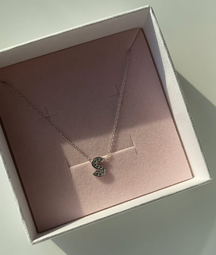 Custom Impression Initial Necklace - Water Resistant & Pave Crystal by the Sis Kiss (Ships in 4 Weeks)