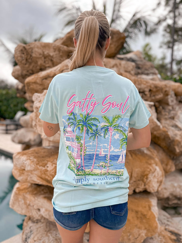 JAN MARKET: Salty Soul Short Sleeve Tee by Simply Southern (Ships in February)