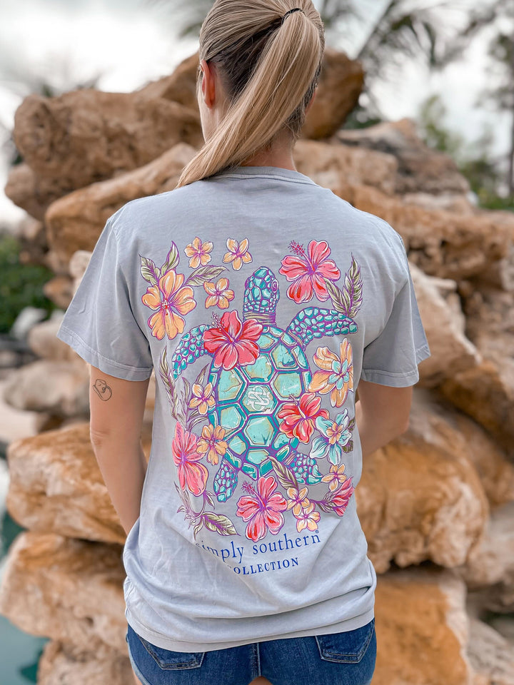 JAN MARKET: Tropical Turtle Mineral Wash Short Sleeve Tee by Simply Southern (Ships Mid February)