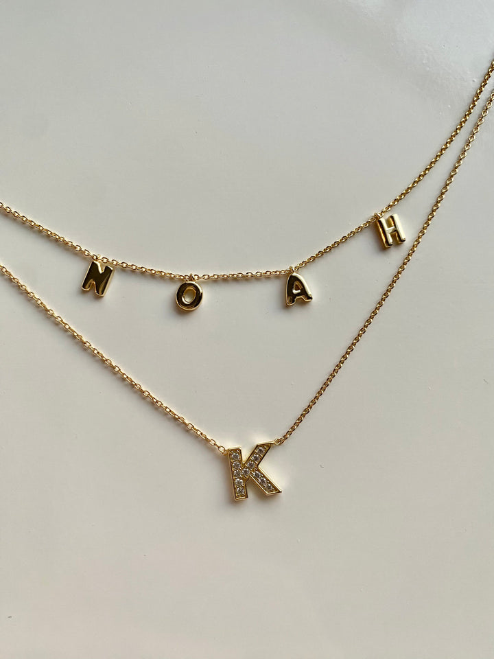 Custom Bristol Bubble Letter Name Necklace - Water Resistant by the Sis Kiss (Ships in 4 Weeks)