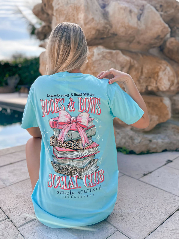 JAN MARKET: Books & Bows Social Club Short Sleeve Tee by Simply Southern (Ships in February)