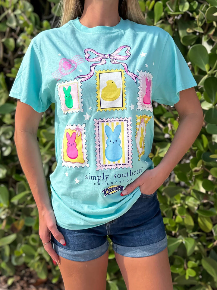 JAN MARKET: Peeps Stamps Short Sleeve Tee by Simply Southern (Ships Mid February)
