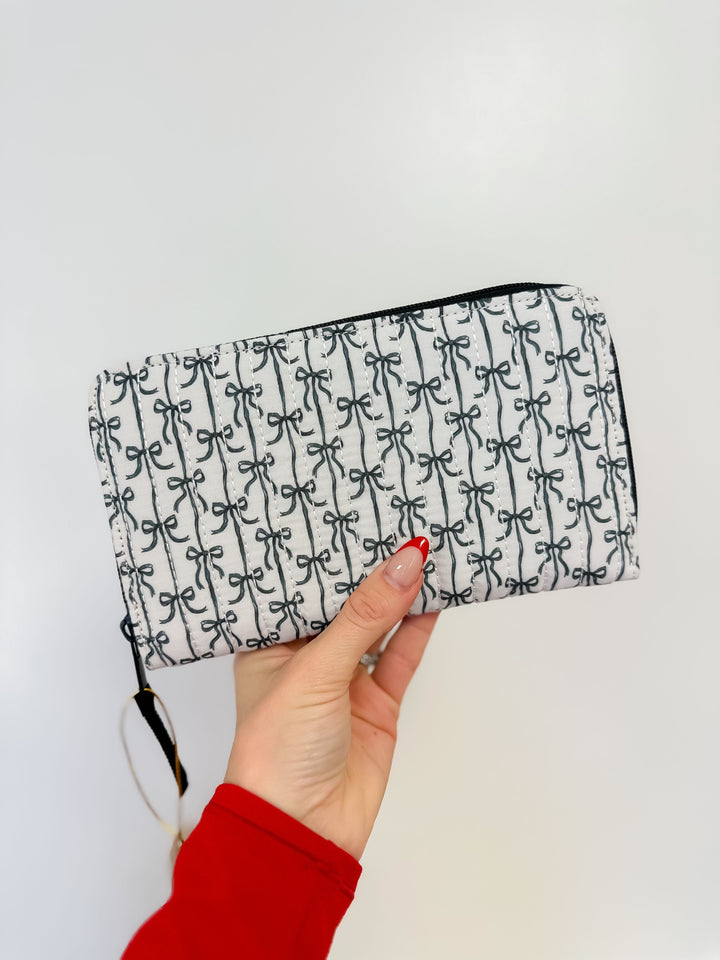 Black Bows Quilted Zip Wallet by Simply Southern