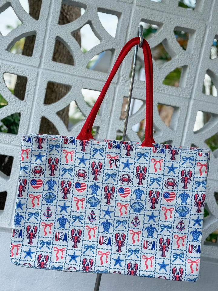 Lobster Patchwork Seaside Tote by Simply Southern