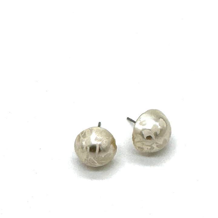 Lacy Pearl Retro Button Stud Earrings by Leetie Lovendale (Preorder: Ships in 2-3 Weeks)