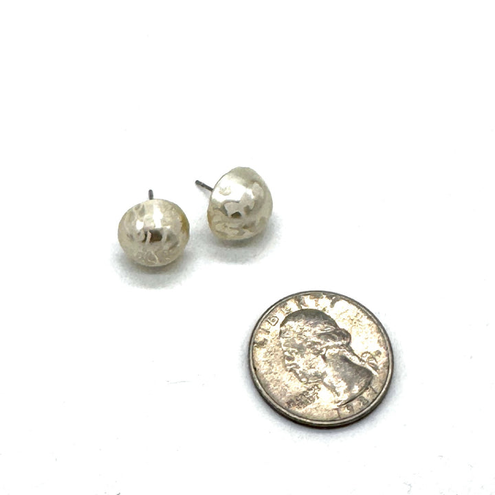 Lacy Pearl Retro Button Stud Earrings by Leetie Lovendale (Preorder: Ships in 2-3 Weeks)