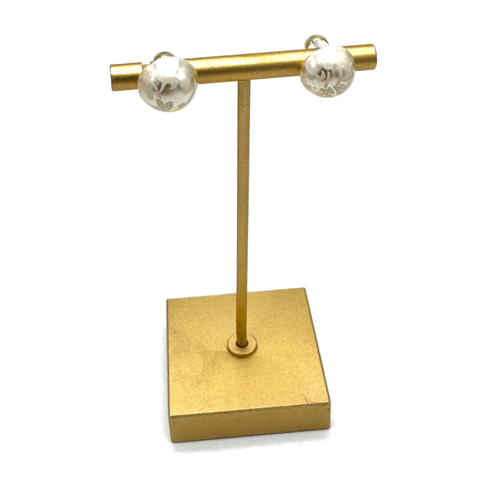 Lacy Pearl Retro Button Stud Earrings by Leetie Lovendale (Preorder: Ships in 2-3 Weeks)