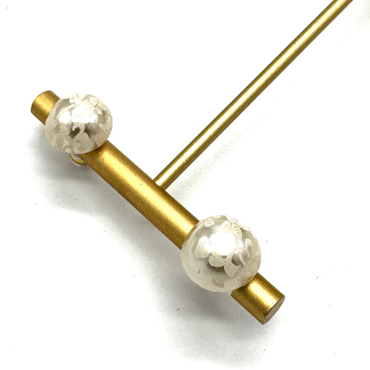 Lacy Pearl Retro Button Stud Earrings by Leetie Lovendale (Preorder: Ships in 2-3 Weeks)
