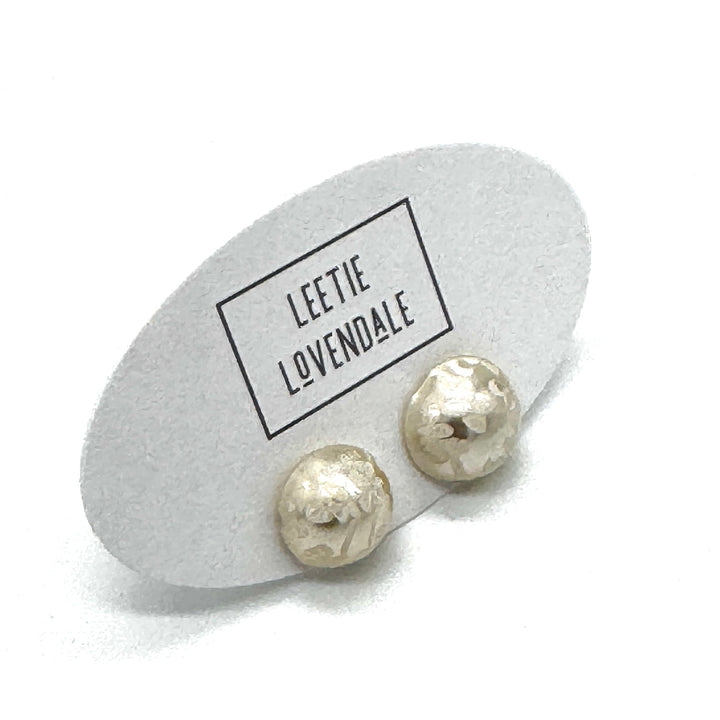 Lacy Pearl Retro Button Stud Earrings by Leetie Lovendale (Preorder: Ships in 2-3 Weeks)