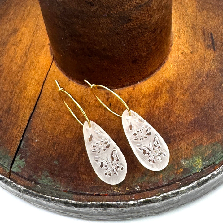 Butterfly Garden Glass Hoops by Leetie Lovendale (Preorder: Ships in 2-3 Weeks)
