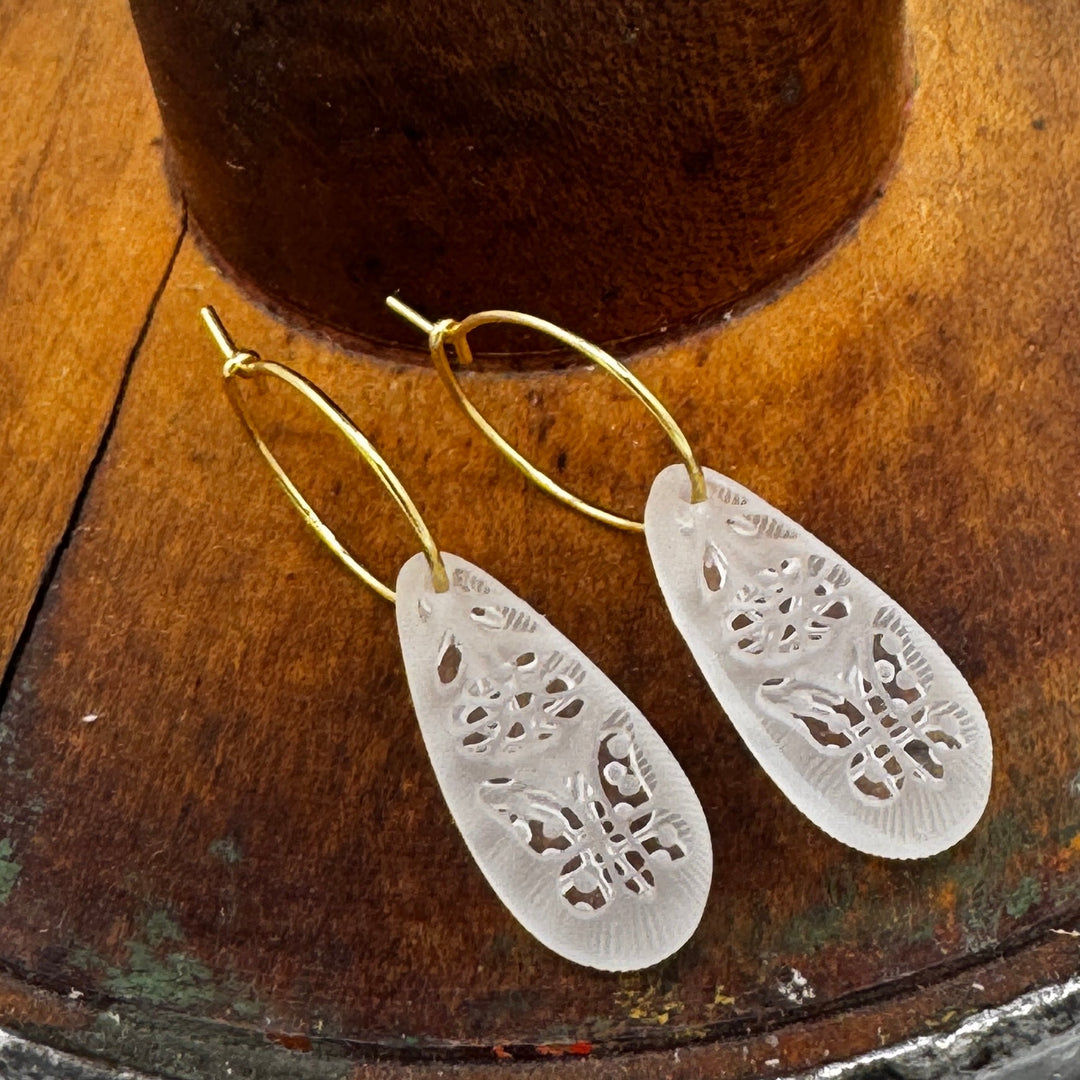 Butterfly Garden Glass Hoops by Leetie Lovendale (Preorder: Ships in 2-3 Weeks)