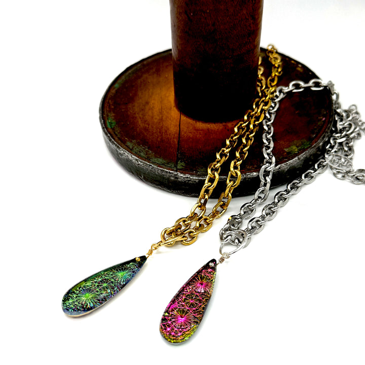 Supernova Long Glass Pendant Necklace by Leetie Lovendale (Preorder: Ships in 2-3 Weeks)