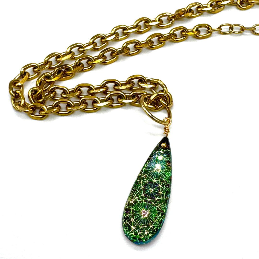 Supernova Long Glass Pendant Necklace by Leetie Lovendale (Preorder: Ships in 2-3 Weeks)