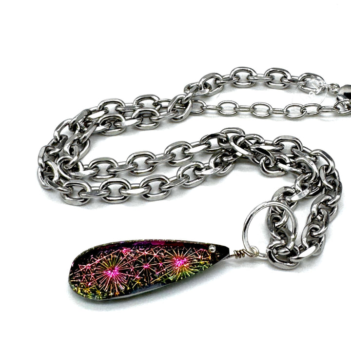 Supernova Long Glass Pendant Necklace by Leetie Lovendale (Preorder: Ships in 2-3 Weeks)