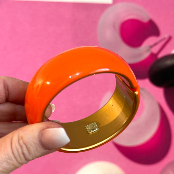 Deep Orange Queen Bee Clamper Bracelet by Leetie Lovendale (Preorder: Ships in 2-3 Weeks)