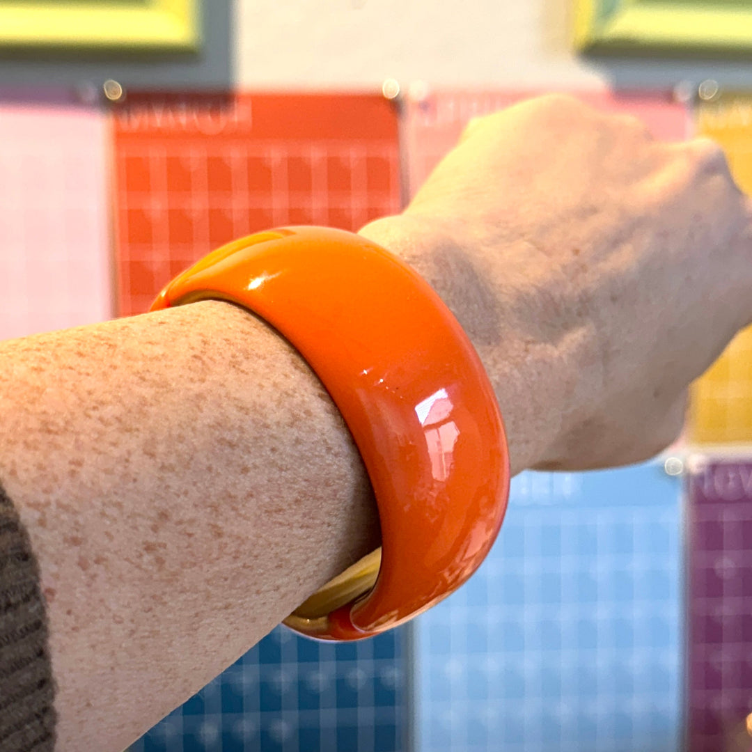 Deep Orange Queen Bee Clamper Bracelet by Leetie Lovendale (Preorder: Ships in 2-3 Weeks)
