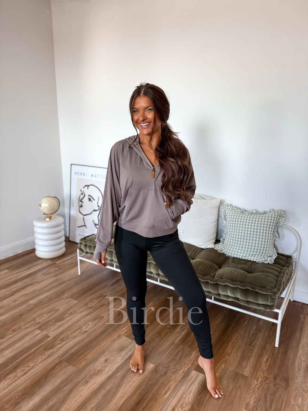 BIRDIE Summer Quarter Zip Pullover in Smoky Taupe by Birdie (SEPT ARRAY: Ships in 3-4 Weeks)