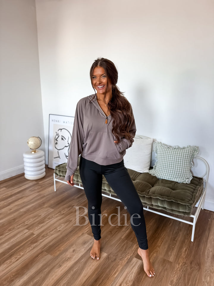 BIRDIE Summer Quarter Zip Pullover in Smoky Taupe by Birdie (SEPT ARRAY: Ships in 3-4 Weeks)