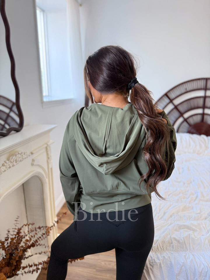 BIRDIE Summer Quarter Zip Pullover in Olive by Birdie (SEPT ARRAY: Ships in 3-4 Weeks)