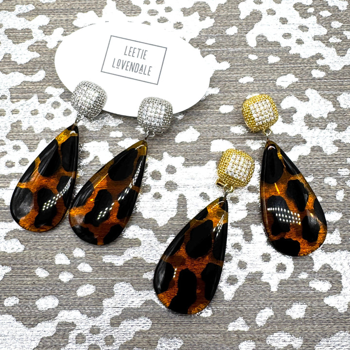 Leopard Lady Pavé Crystal Earrings by Leetie Lovendale (Preorder: Ships in 2-3 Weeks)