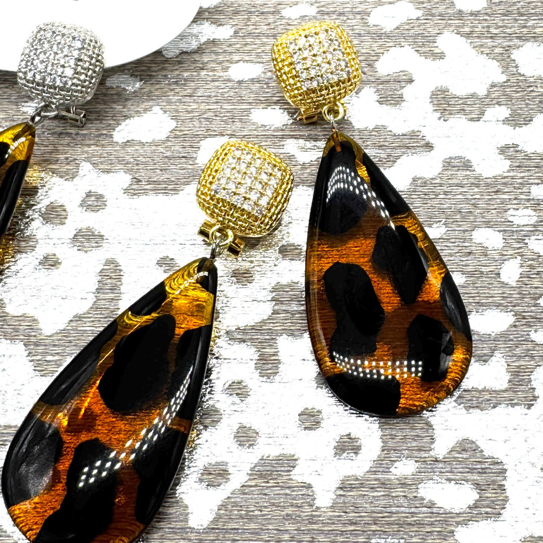 Leopard Lady Pavé Crystal Earrings by Leetie Lovendale (Preorder: Ships in 2-3 Weeks)