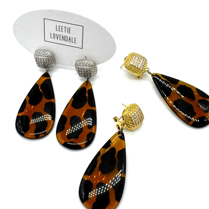 Leopard Lady Pavé Crystal Earrings by Leetie Lovendale (Preorder: Ships in 2-3 Weeks)