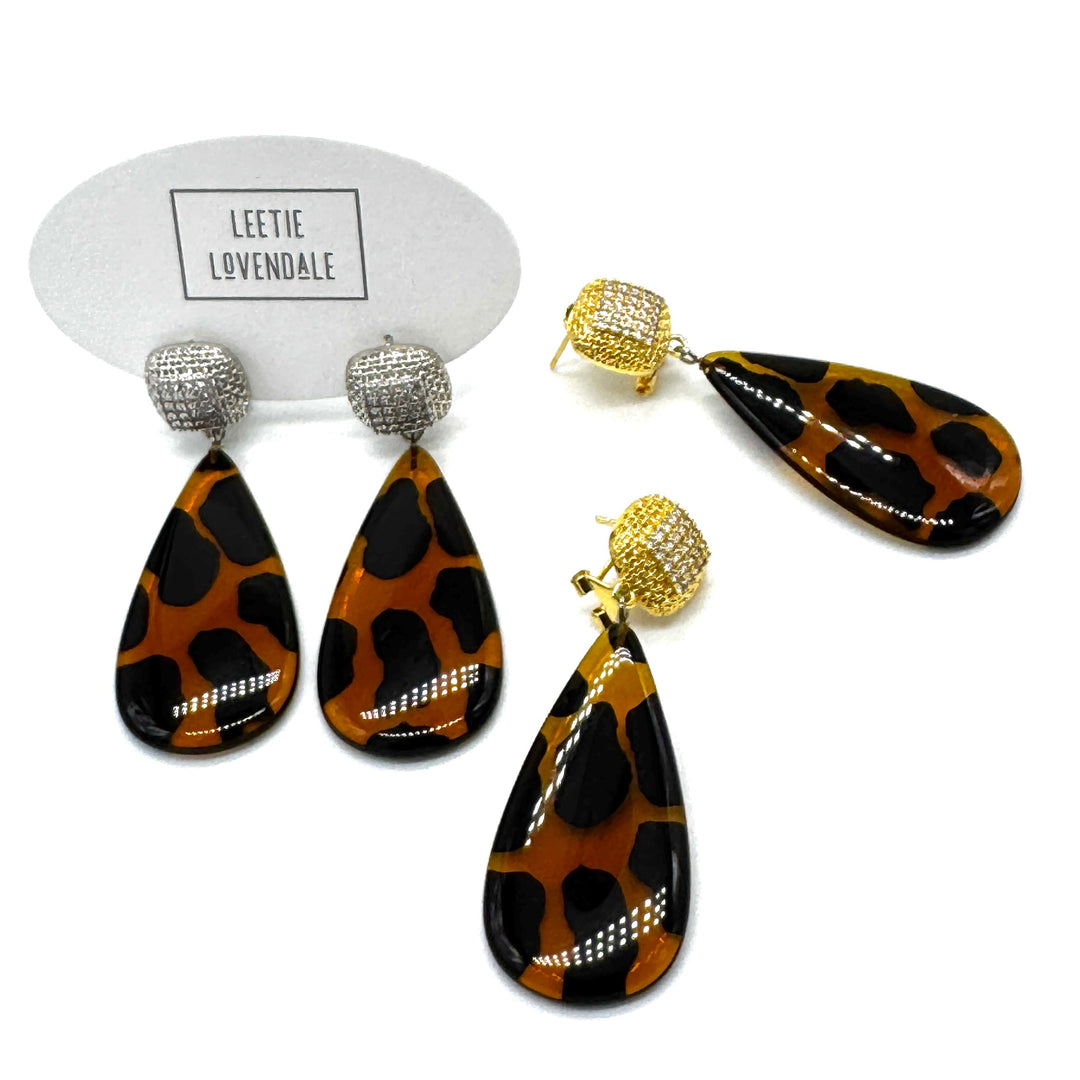 Leopard Lady Pavé Crystal Earrings by Leetie Lovendale (Preorder: Ships in 2-3 Weeks)