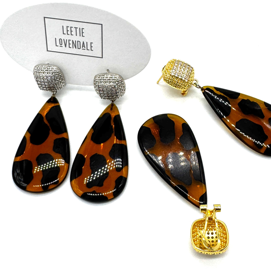 Leopard Lady Pavé Crystal Earrings by Leetie Lovendale (Preorder: Ships in 2-3 Weeks)